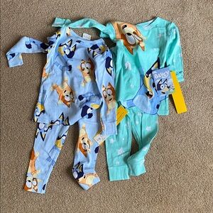 Bluey & Bingo Toddler Pajamas, 2 Sets Long Sleeve Top & Bottom, 4 Pieces, NWT